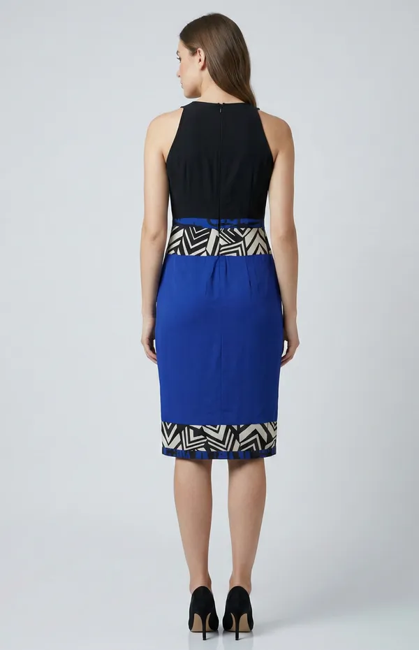 Blue_and_Black_Premium_Crepe_Monochrome_Motion_Bodycon_Dress_For_Women_and_Girls