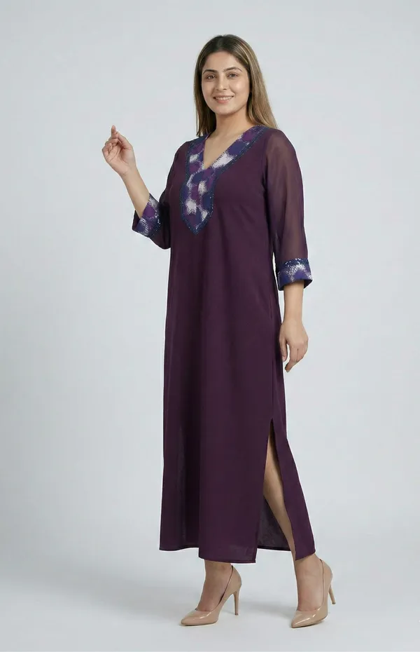 Purple_And_White_Premium_Crepe_Harmony_V_Neck_Western_Dress_For_Women_and_Girls