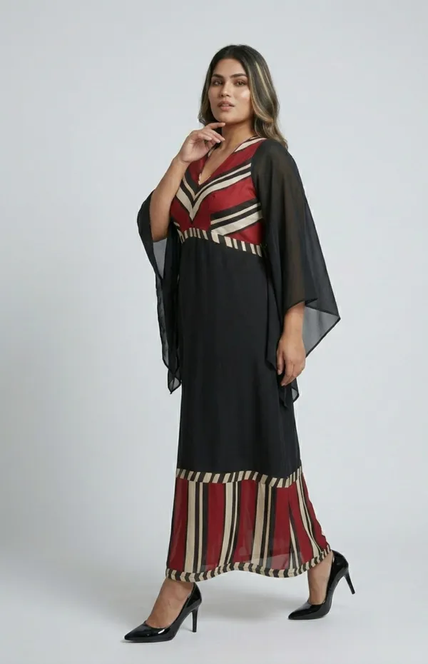 Black_Premium_Crepe_Crimson_Noir_V_Neck_Western_Dress_For_Women_and_Girls