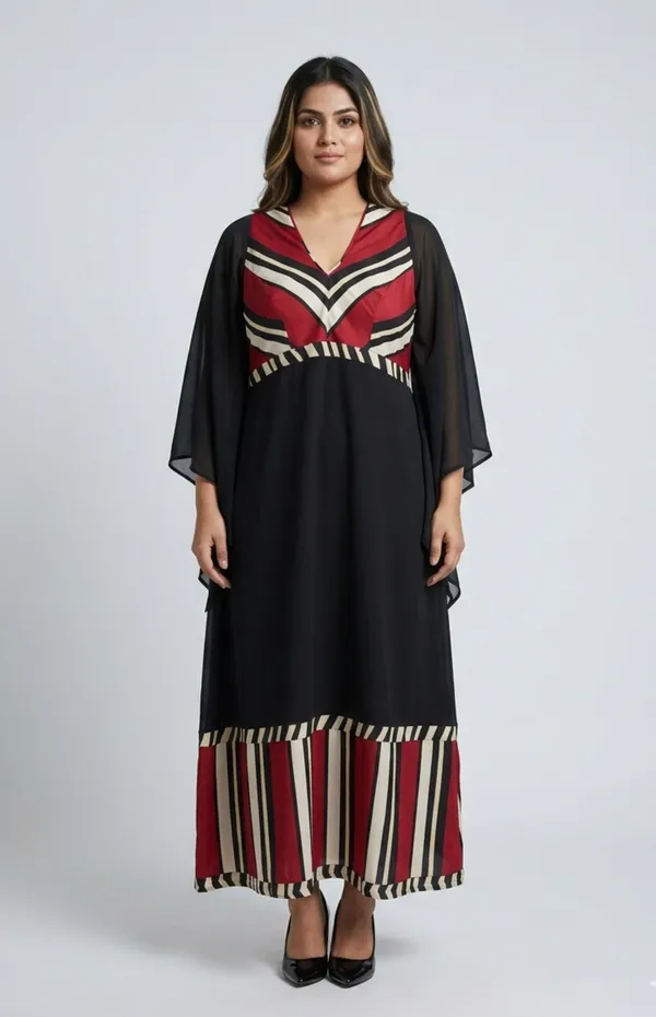 Black_Premium_Crepe_Crimson_Noir_V_Neck_Western_Dress_For_Women_and_Girls