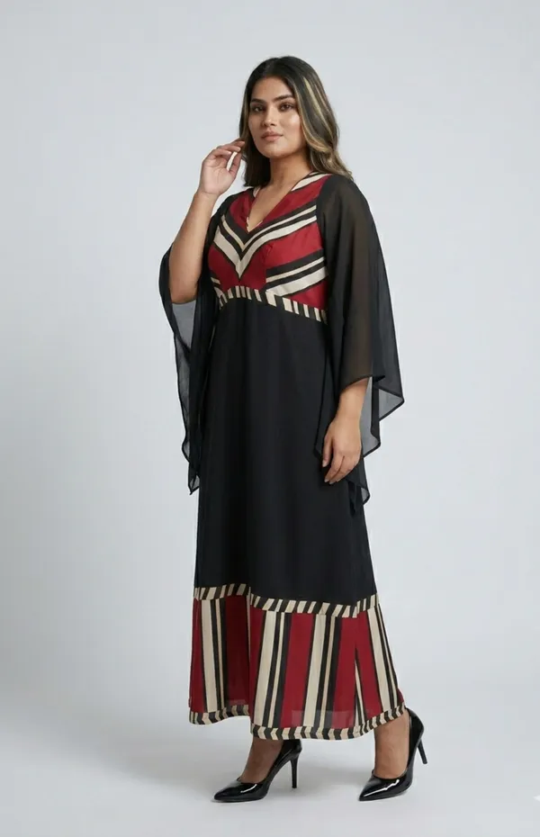 Black_Premium_Crepe_Crimson_Noir_V_Neck_Western_Dress_For_Women_and_Girls