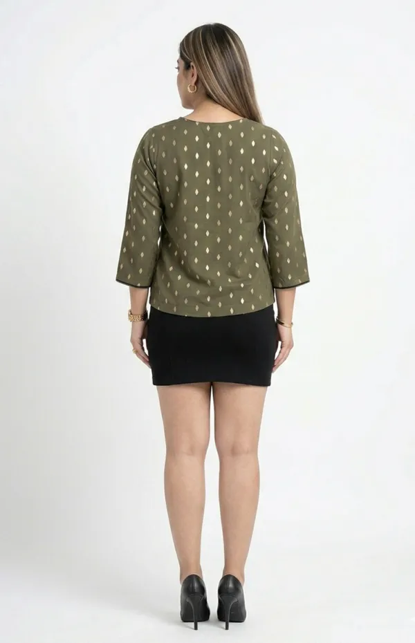 Olive_Green_Premium_Crepe_V_Neck_Top_For_Women_and_Girls