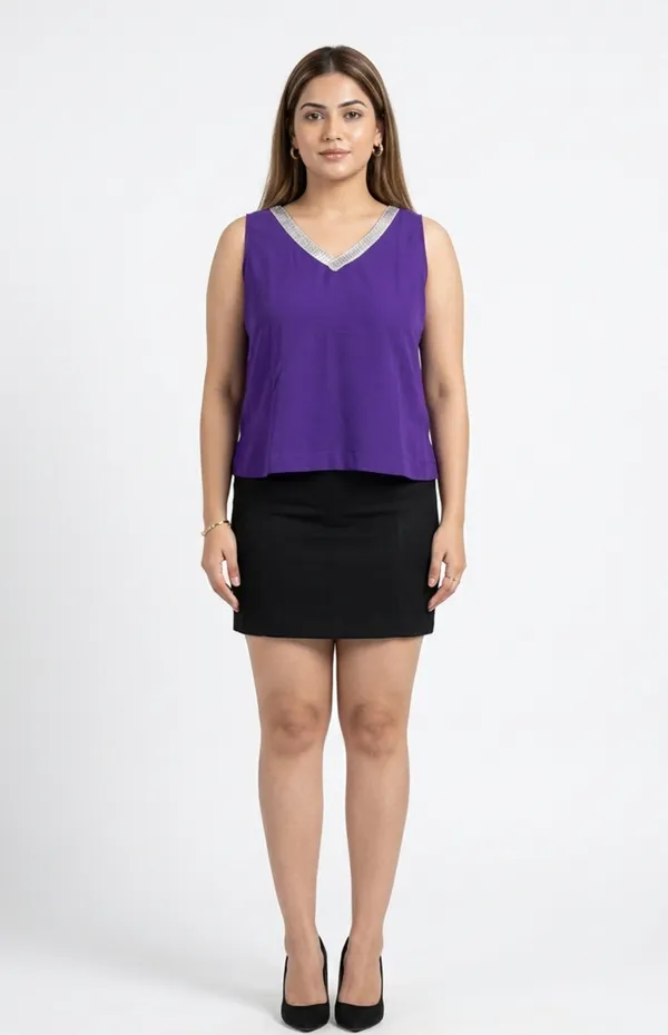 Purple_And_Silver_Premium_Crepe_Violet_Frost_Sleeveless_Top_For_Women_and_Girls