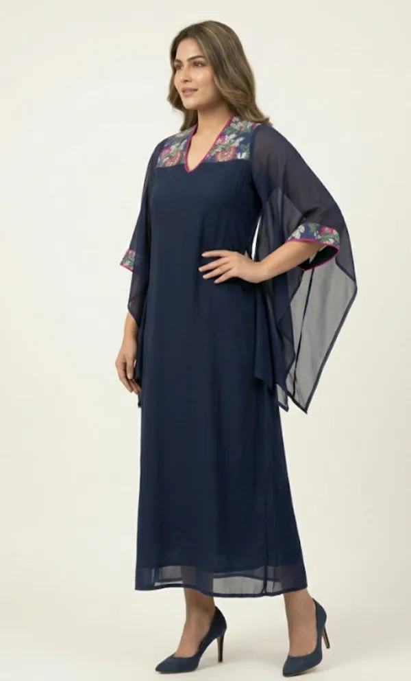Navy_Blue_Premium_Crepe_Blossom_Long_Dress_For_Women_and_Girls