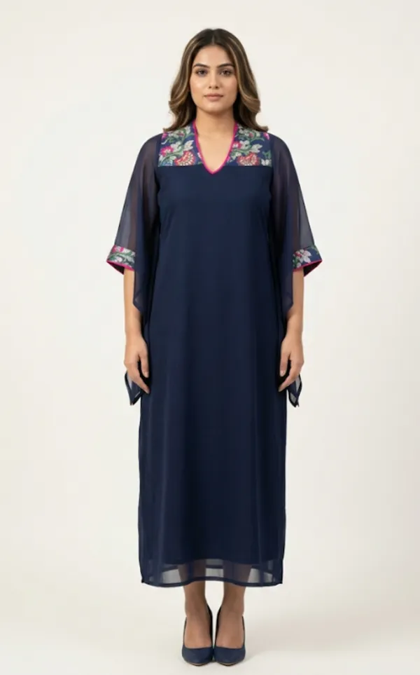 Navy_Blue_Premium_Crepe_Blossom_Long_Dress_For_Women_and_Girls
