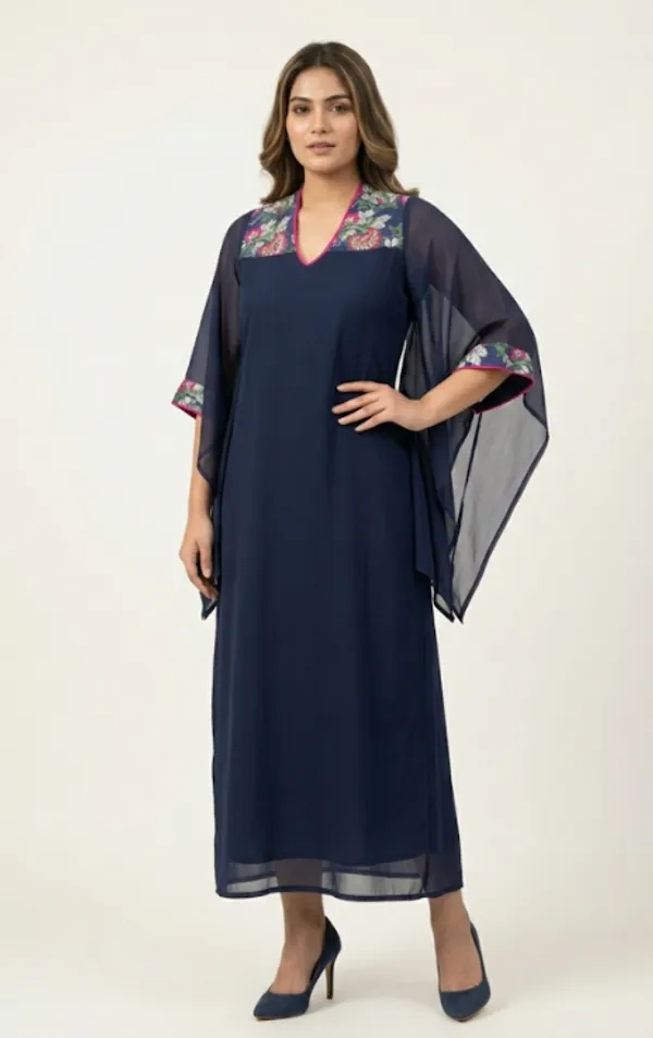 Navy_Blue_Premium_Crepe_Blossom_Long_Dress_For_Women_and_Girls