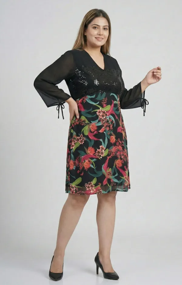 Black_Premium_Crepe_Bloom_Floral_Print_Western_Dress_For_Women_and_Girls