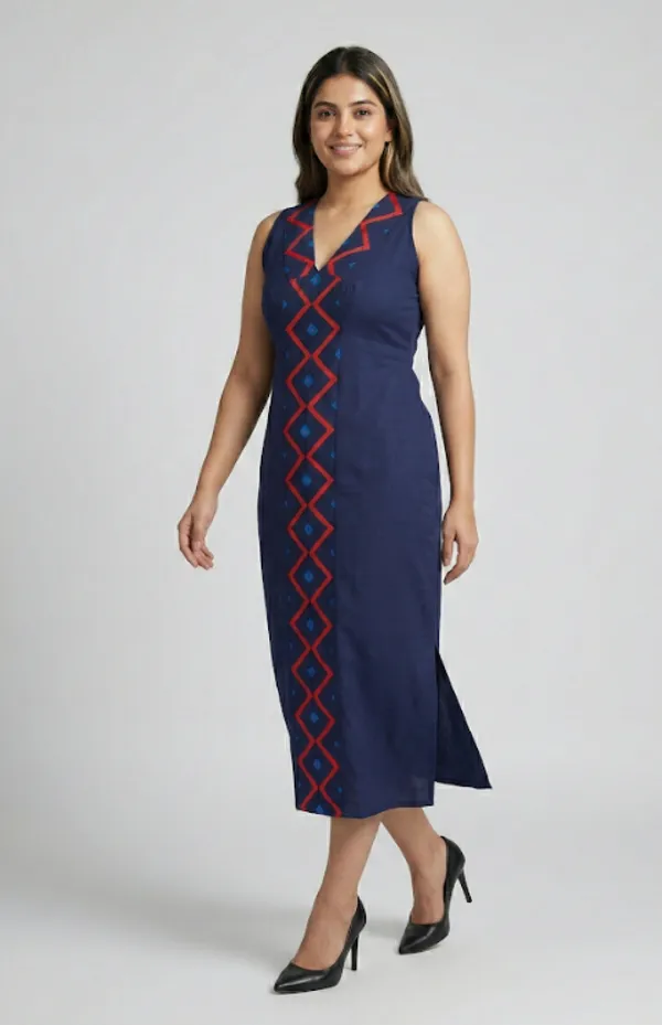 Blue_Premium_Crepe_Pop_Zig_Zag__Print_Dress_For_Women_and_Girls