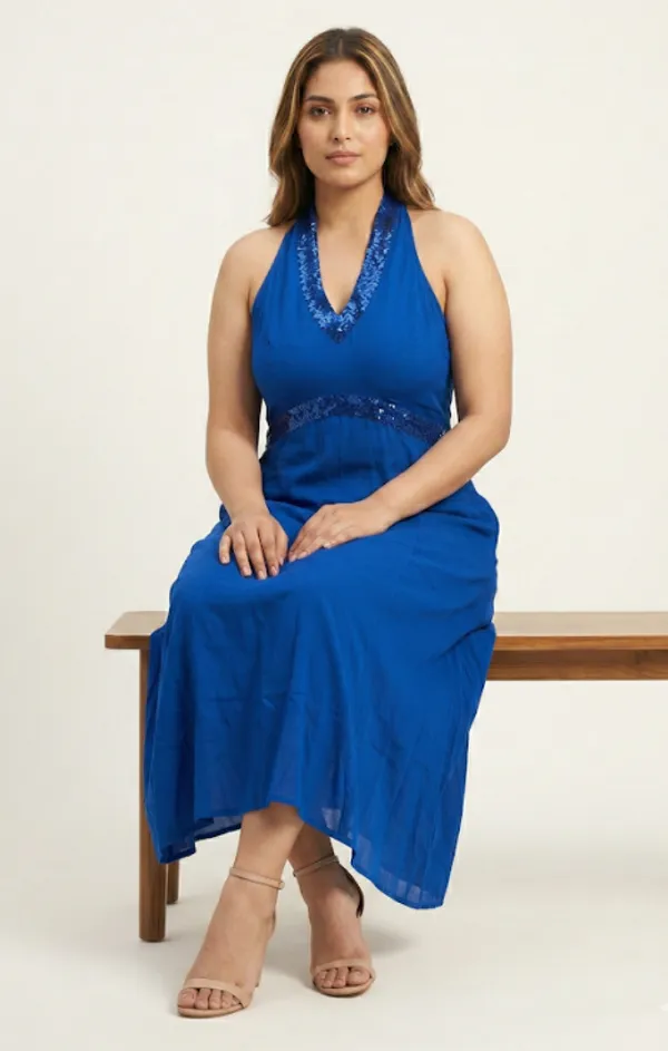 Blue_Premium_Crepe_Celeste_Halter_Neck_Dress_For_Women_and_Girls