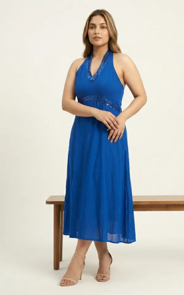 Blue_Premium_Crepe_Celeste_Halter_Neck_Dress_For_Women_and_Girls