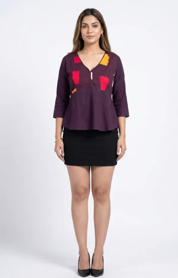 Burgundy_Premium_Crepe_Ember_V_Neck_Printed_Top_For_Women_and_Girls