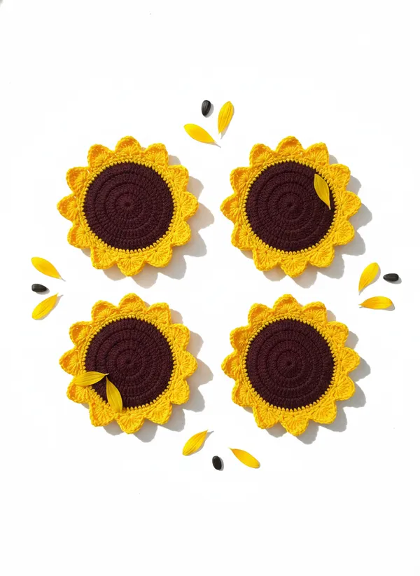 Handmade_Crochet_Sunflower_Coaster_Set_|_Floral_Drink_Coasters_For_Table_|_Boho_Home_Decor_Accent_|_Coffee_Table_&_Dining_Protection_|_Gift_Set_,_Pack_Of_4