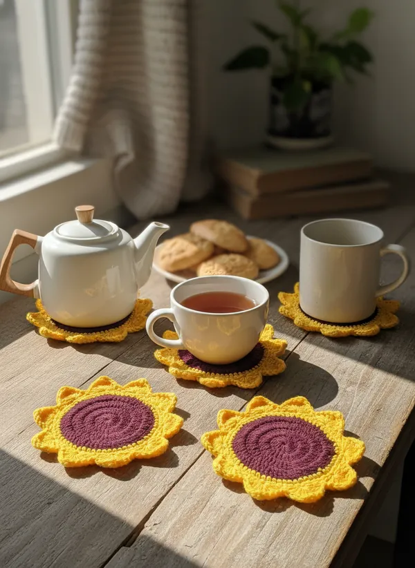 Handmade_Crochet_Sunflower_Coaster_Set_|_Floral_Drink_Coasters_For_Table_|_Boho_Home_Decor_Accent_|_Coffee_Table_&_Dining_Protection_|_Gift_Set_,_Pack_Of_4