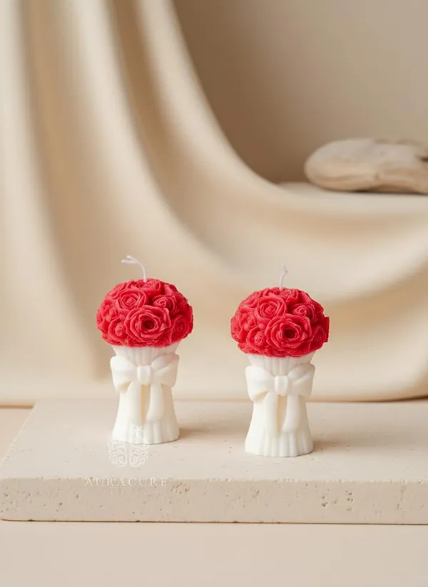 Red_Handmade_Rose_Bouquet_Soy_Wax_Decorative_Pillar_Candle_Premium_Floral_Design_With_Elegant_Bow_Perfect_For_Home_Decor_Weddings_Anniversaries