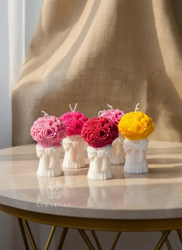 Pink_Handmade_Rose_Bouquet_Soy_Wax_Decorative_Pillar_Candle_Premium_Floral_Design_With_Elegant_Bow_Perfect_For_Home_Decor_Weddings_Anniversaries