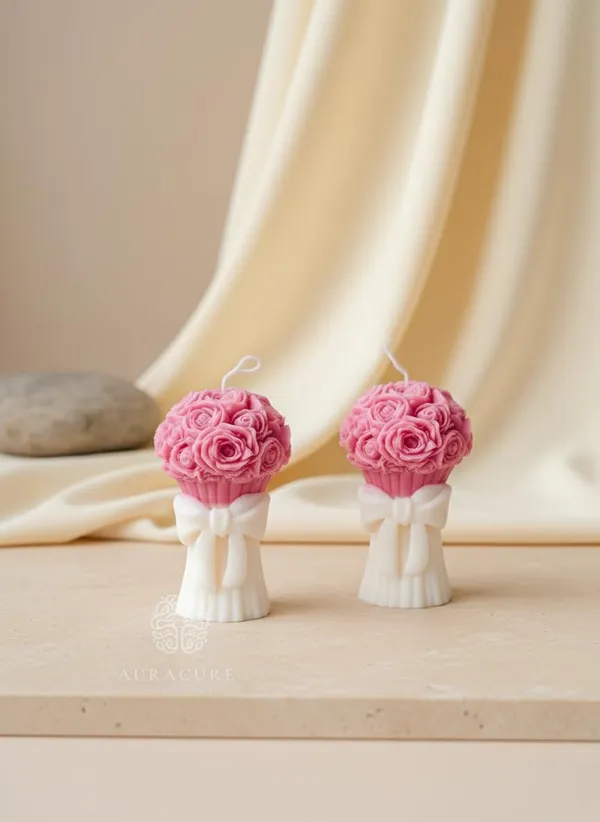 Pink_Handmade_Rose_Bouquet_Soy_Wax_Decorative_Pillar_Candle_Premium_Floral_Design_With_Elegant_Bow_Perfect_For_Home_Decor_Weddings_Anniversaries