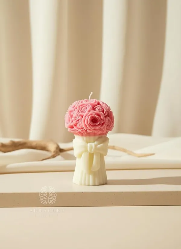 Pink_Handmade_Rose_Bouquet_Soy_Wax_Decorative_Pillar_Candle_Premium_Floral_Design_With_Elegant_Bow_Perfect_For_Home_Decor_Weddings_Anniversaries