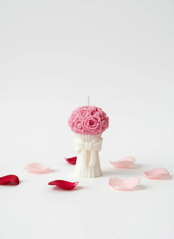 Pink_Handmade_Rose_Bouquet_Soy_Wax_Decorative_Pillar_Candle_Premium_Floral_Design_With_Elegant_Bow_Perfect_For_Home_Decor_Weddings_Anniversaries