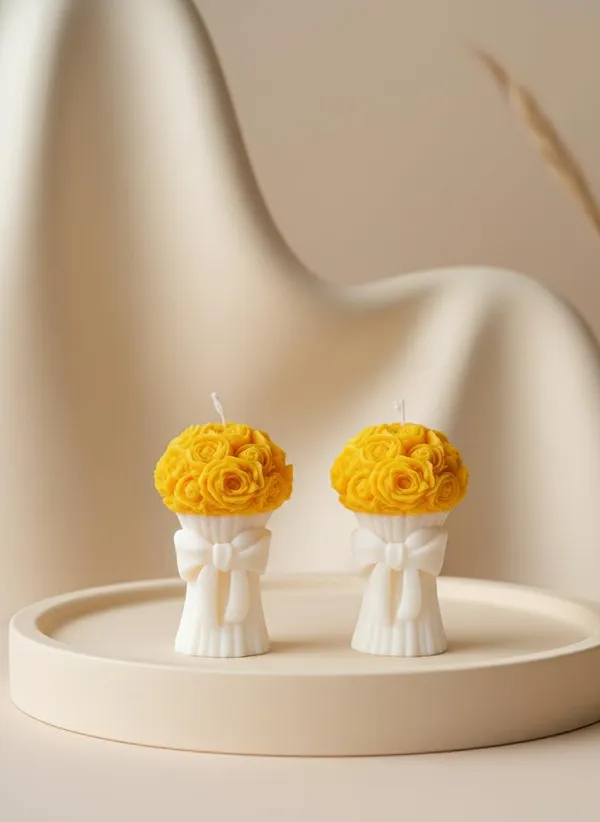 Yellow_Handmade_Rose_Bouquet_Soy_Wax_Decorative_Pillar_Candle_Premium_Floral_Design_With_Elegant_Bow_Perfect_For_Home_Decor_Weddings_Anniversaries