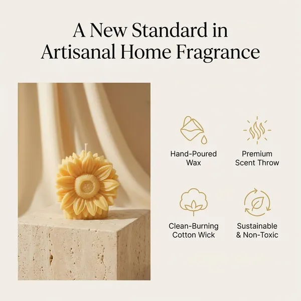 Yellow_Sunflower_Shaped_Candle_Floral_Aesthetic_Pillar_Decor_Soy_Wax_Handmade_8_Cm_Diameter_Home_Decor