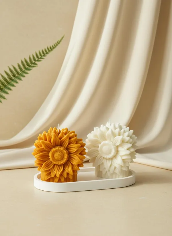 Yellow_Sunflower_Shaped_Candle_Floral_Aesthetic_Pillar_Decor_Soy_Wax_Handmade_8_Cm_Diameter_Home_Decor
