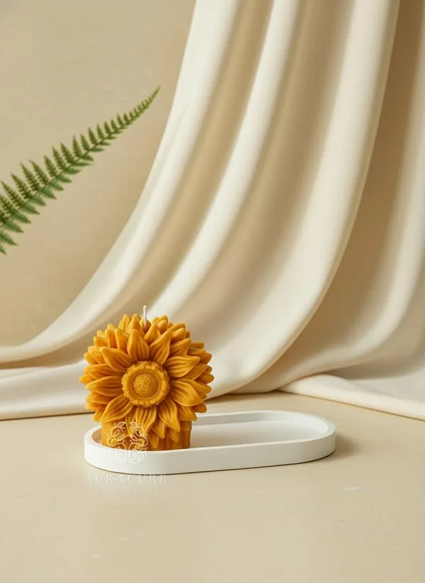 Yellow_Sunflower_Shaped_Candle_Floral_Aesthetic_Pillar_Decor_Soy_Wax_Handmade_8_Cm_Diameter_Home_Decor