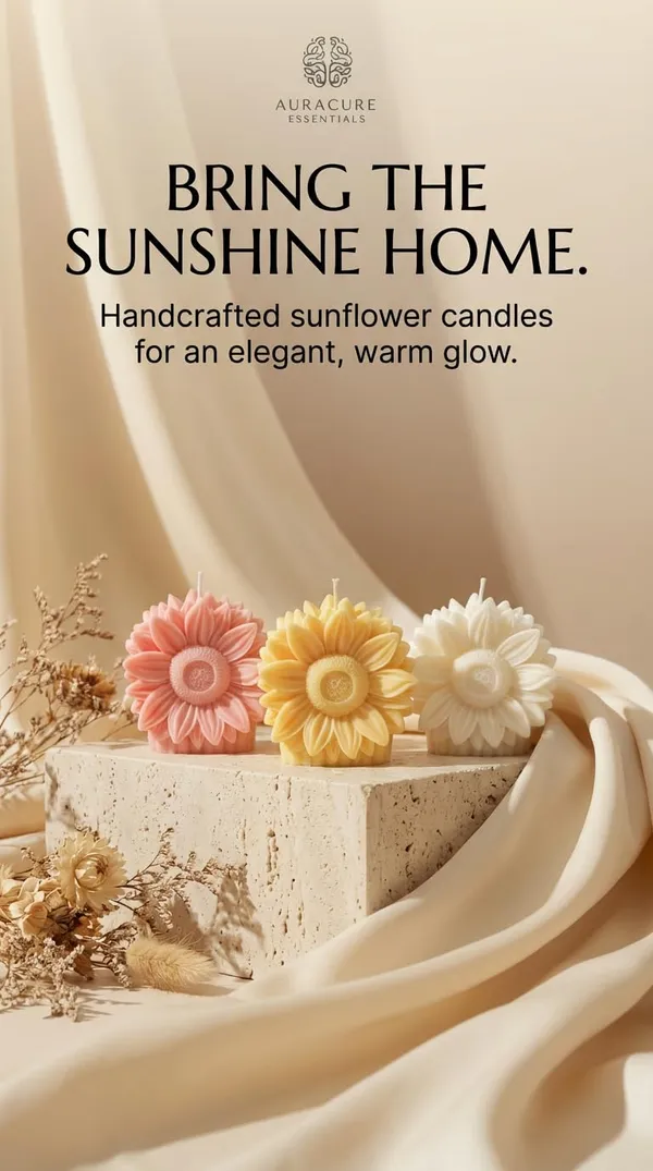 Yellow_Sunflower_Shaped_Candle_Floral_Aesthetic_Pillar_Decor_Soy_Wax_Handmade_8_Cm_Diameter_Home_Decor