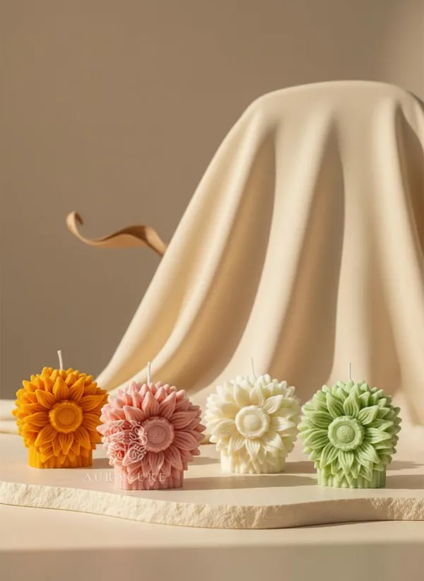 Yellow_Sunflower_Shaped_Candle_Floral_Aesthetic_Pillar_Decor_Soy_Wax_Handmade_8_Cm_Diameter_Home_Decor
