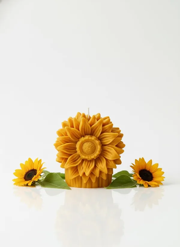 Yellow_Sunflower_Shaped_Candle_Floral_Aesthetic_Pillar_Decor_Soy_Wax_Handmade_8_Cm_Diameter_Home_Decor