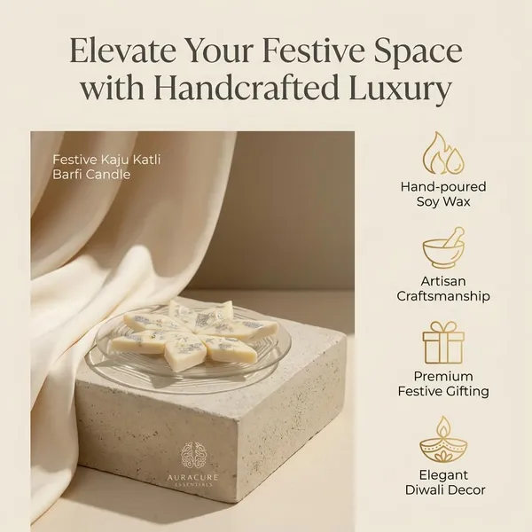 White_Kaju_Katli_Barfi_Candle_With_Silver_Leaf_Festive_Diwali_Decor_Wedding_Gift_Premium_Hamper_Candle_Pack_Of_5