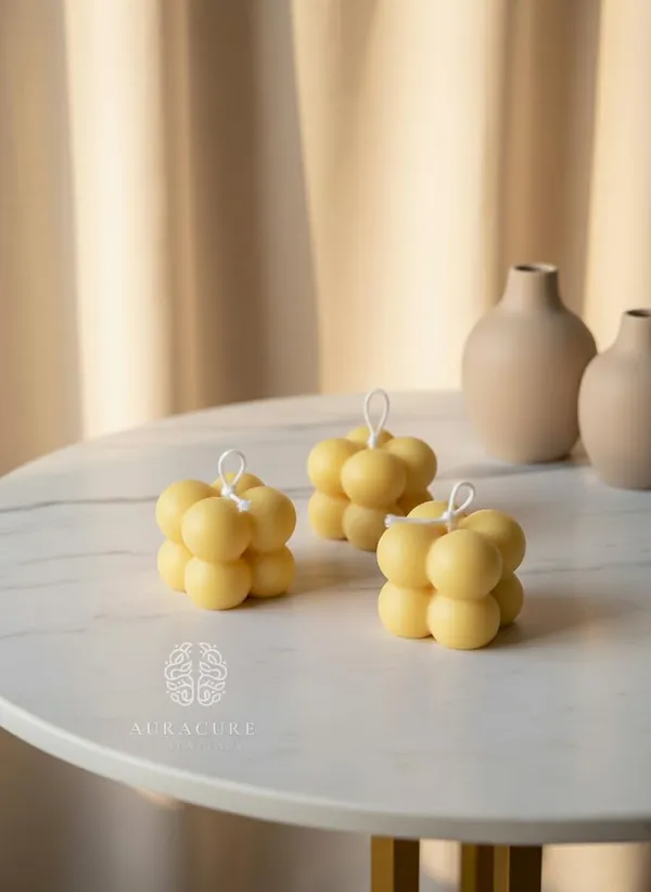 Yellow_Mini_Bubble_Candles_Cube_Design_Decorative_Candles_For_Home_Decor_Desk_Styling_Gifting_And_Festive_Setups_Pack_Of_3