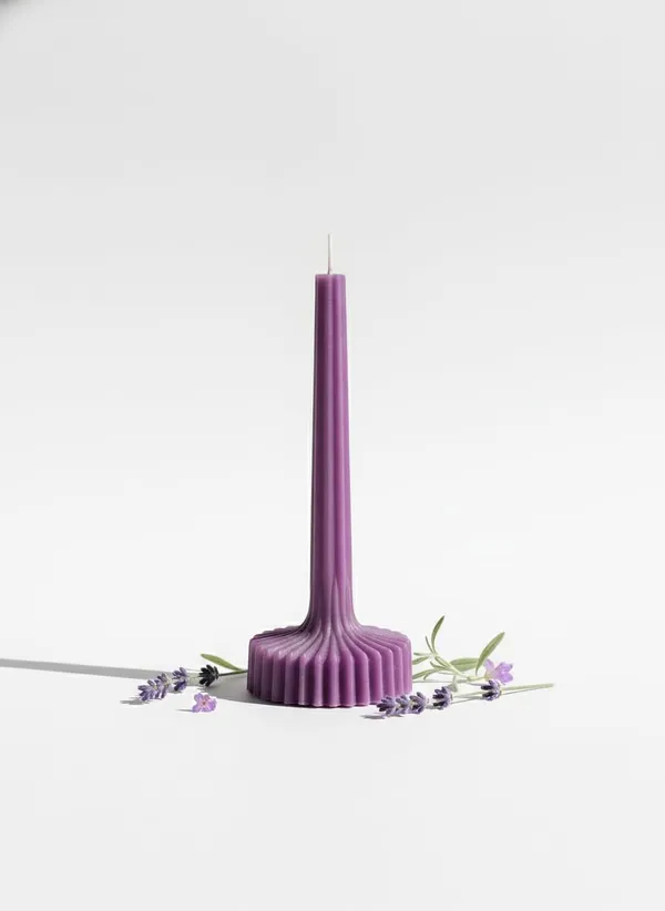 Purple_Fluted_Pillar_Candle_Modern_Sculpted_Design_Handcrafted_Decorative_Candle_For_Luxury_Home_Styling_And_Gifting