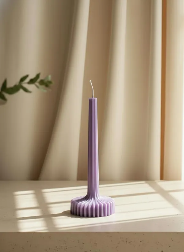 Purple_Fluted_Pillar_Candle_Modern_Sculpted_Design_Handcrafted_Decorative_Candle_For_Luxury_Home_Styling_And_Gifting
