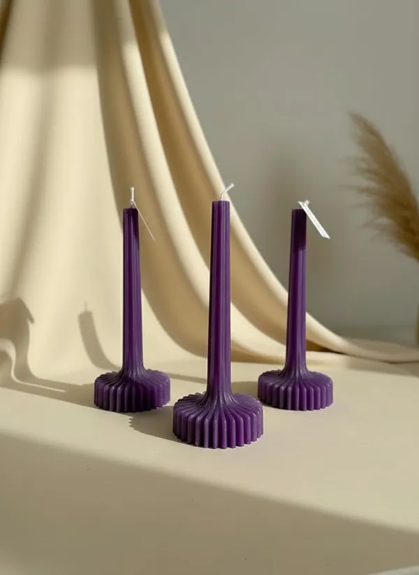 Purple_Fluted_Pillar_Candle_Modern_Sculpted_Design_Handcrafted_Decorative_Candle_For_Luxury_Home_Styling_And_Gifting
