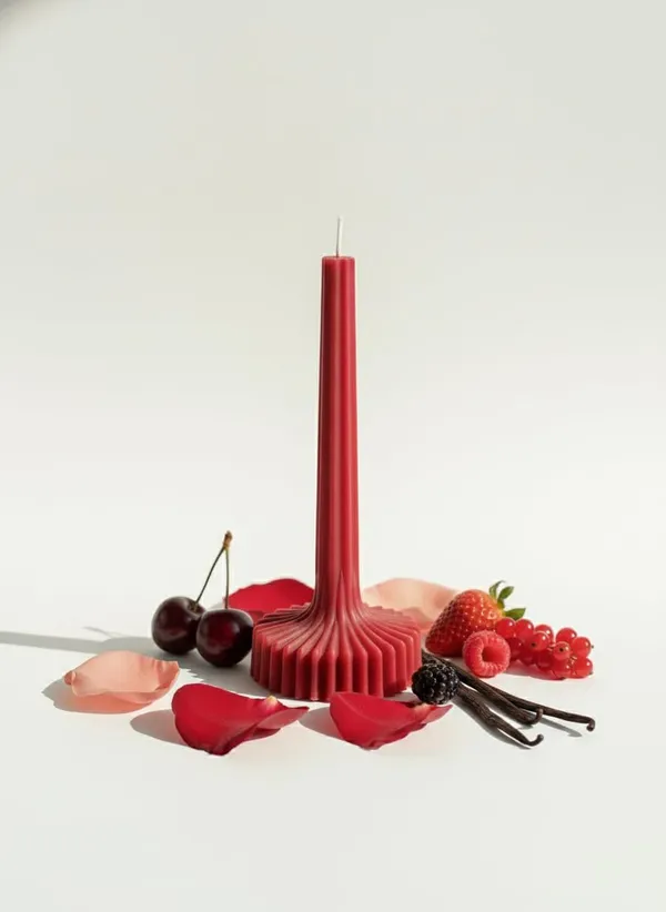 Red_Fluted_Pillar_Candle_Modern_Sculpted_Design_Handcrafted_Decorative_Candle_For_Luxury_Home_Styling_And_Gifting