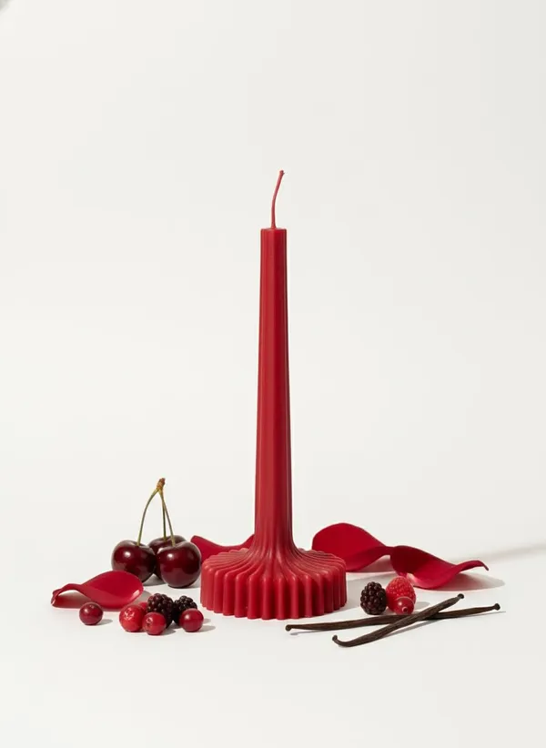 Red_Fluted_Pillar_Candle_Modern_Sculpted_Design_Handcrafted_Decorative_Candle_For_Luxury_Home_Styling_And_Gifting