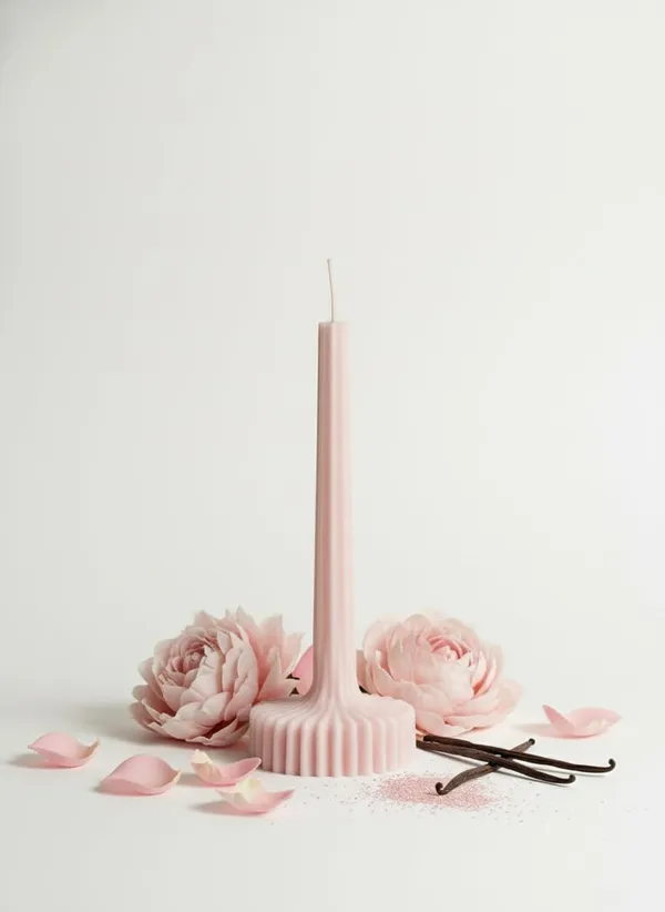 Pink_Fluted_Pillar_Candle_Modern_Sculpted_Design_Handcrafted_Decorative_Candle_For_Luxury_Home_Styling_And_Gifting