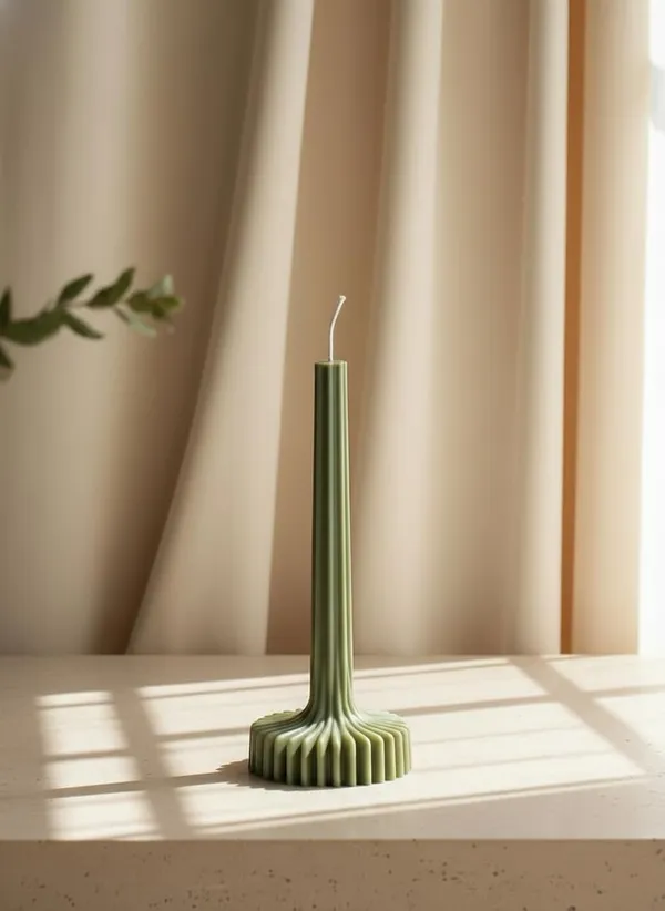 Green_Fluted_Pillar_Candle_Modern_Sculpted_Design_Handcrafted_Decorative_Candle_For_Luxury_Home_Styling_And_Gifting