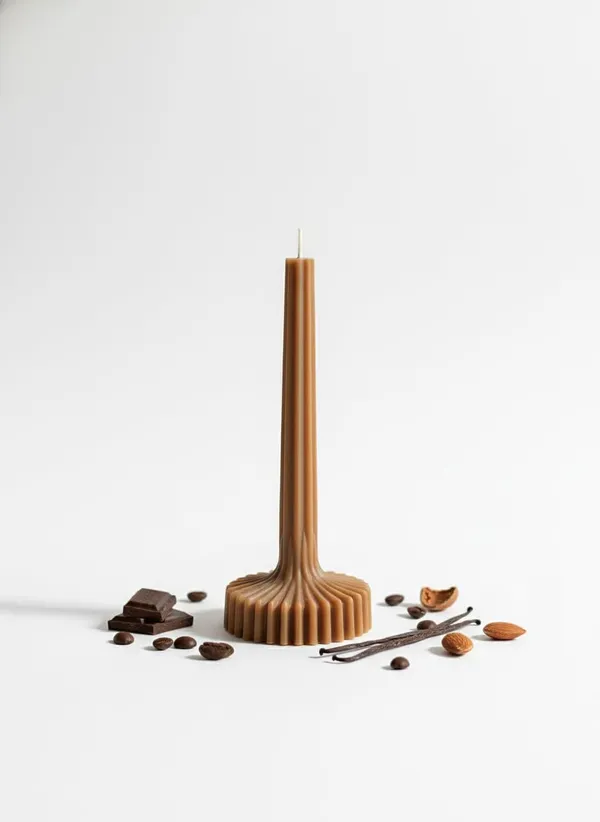 Brown_Fluted_Pillar_Candle_Modern_Sculpted_Design_Handcrafted_Decorative_Candle_For_Luxury_Home_Styling_And_Gifting
