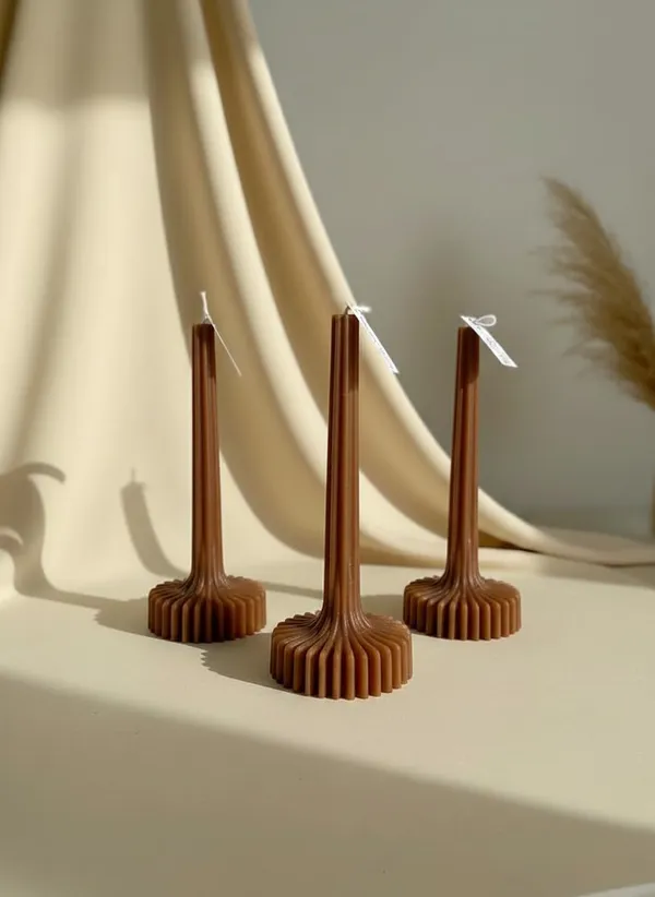 Brown_Fluted_Pillar_Candle_Modern_Sculpted_Design_Handcrafted_Decorative_Candle_For_Luxury_Home_Styling_And_Gifting