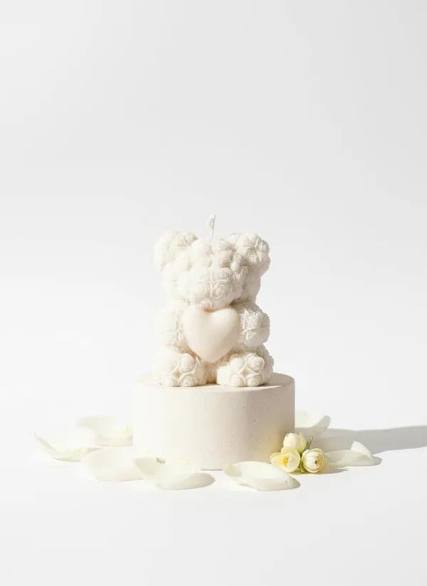 White_Rose_Teddy_Bear_Candle_With_Heart_Hand_Pou_Premium_Wax_Romantic_Decor_Gift_For_Anniversaries_Valentine's_Day_Birthdays_Pack_Of_2