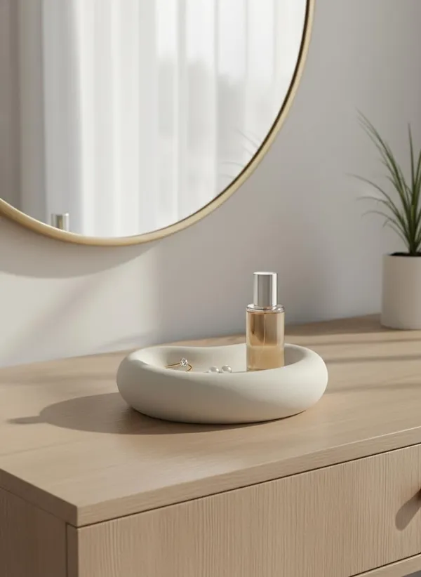 White_Big_Bean_Shaped_Trinket_Tray_Minimal_Vanity_Jewelry_Organizer_Decor_Dresser_Bathroom_Decor