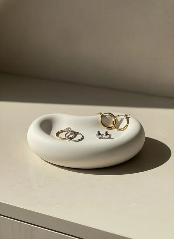 White_Big_Bean_Shaped_Trinket_Tray_Minimal_Vanity_Jewelry_Organizer_Decor_Dresser_Bathroom_Decor