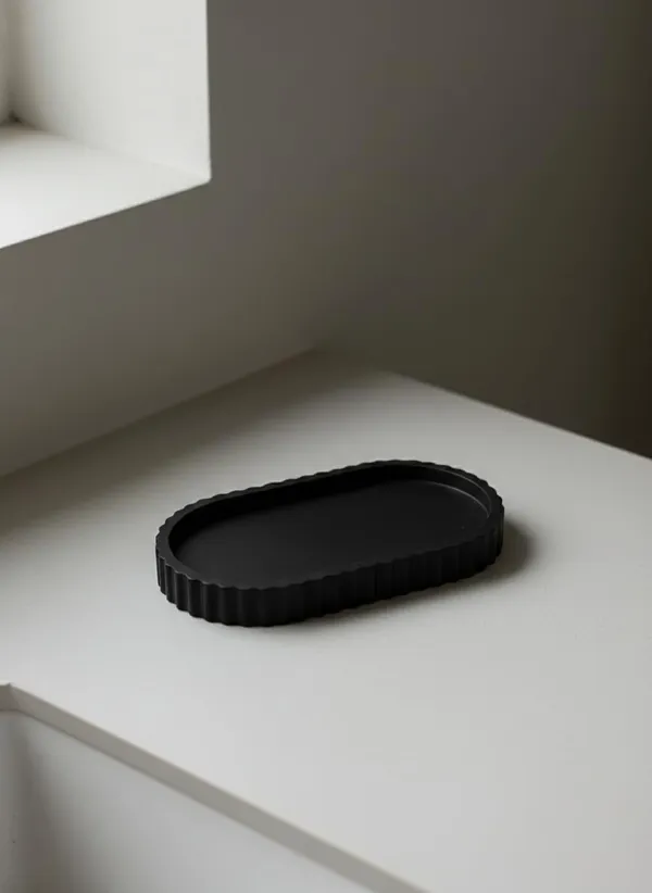Black_Handcrafted_Concrete_Long_Oval_Trinket_Tray_With_Ribbed_Edge_Multipurpose_Jewelry_Accessory_Organizer_Elegant_Decorative_Home_Decor_Accent