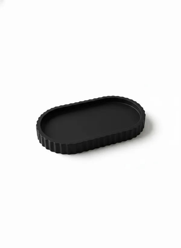 Black_Handcrafted_Concrete_Long_Oval_Trinket_Tray_With_Ribbed_Edge_Multipurpose_Jewelry_Accessory_Organizer_Elegant_Decorative_Home_Decor_Accent