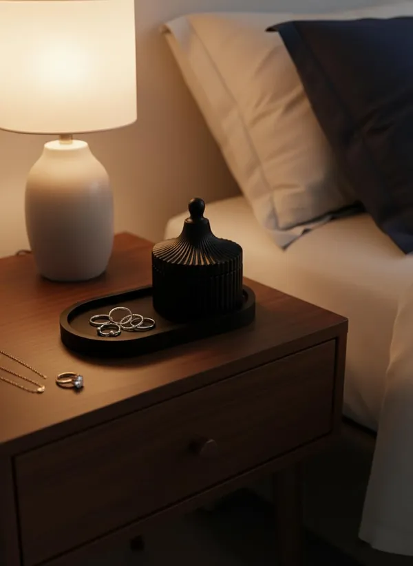 Black_Oval_Trinket_Tray_With_Round_Top_Trinket_Jar_Multipurpose_Jewelry_Accessory_Organizer_Stylish_Decorative_Home_Decor_Accent_Round_Top_With_Tray