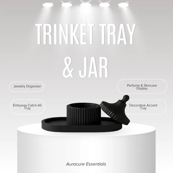 Black_Oval_Trinket_Tray_With_Round_Top_Trinket_Jar_Multipurpose_Jewelry_Accessory_Organizer_Stylish_Decorative_Home_Decor_Accent_Round_Top_With_Tray