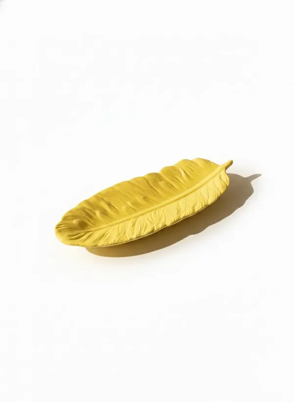 Yellow_Concrete_Feather_Tray_Handmade_Jewelry_Makeup_Organizer_Decorative_Trinket_Dish_For_Vanity_Bedside_Entryway_Candle_Display