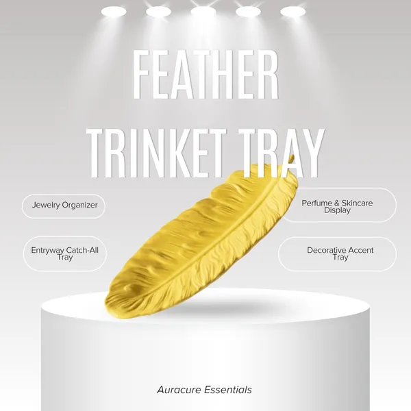 Yellow_Concrete_Feather_Tray_Handmade_Jewelry_Makeup_Organizer_Decorative_Trinket_Dish_For_Vanity_Bedside_Entryway_Candle_Display