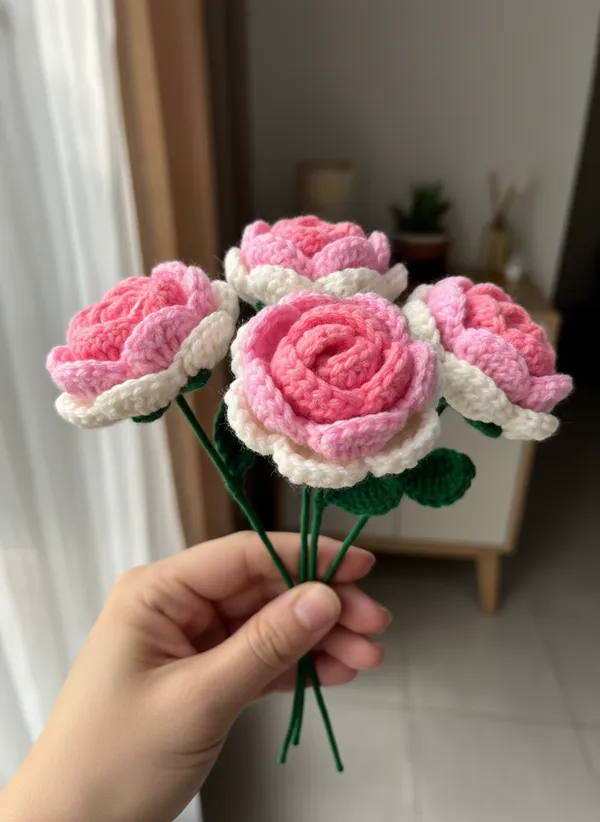 Crochet_Rose_Flower_|_Handmade_Crochet_Rose_Gift_|_Decorative_Rose_Stem_for_Gifting_&_Home_Decor_(Twin_One_Pink,_Pack_of_4)